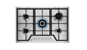 Electrolux KGS7536SX Nero, Acciaio inossidabile Da incasso 75 cm Gas 5 Fornello(i)
