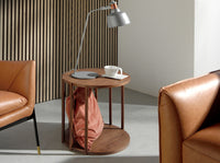 Tavolo angolare rotondo in noce