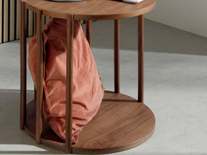 Tavolo angolare rotondo in noce