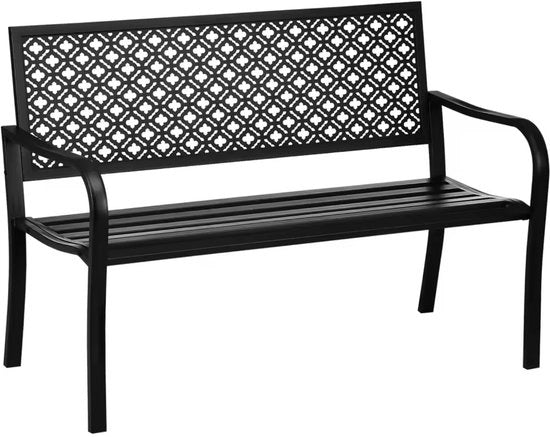 Banco da giardino in metallo - Dimensioni: 127x63x83 - Colore: Nero