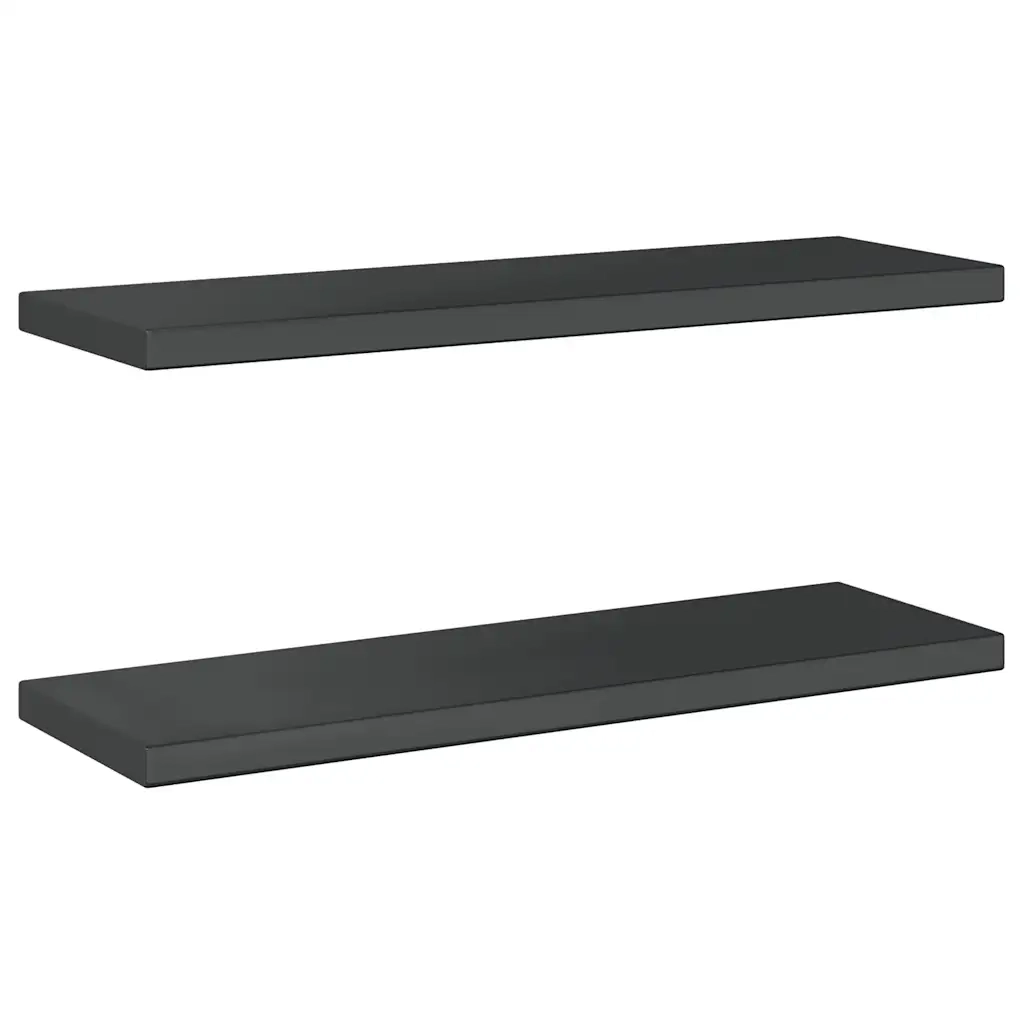 Mensole a Muro 2 pz 75x23,5x3 cm Nero in Acciaio Inossidabile