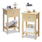 Comodino in Legno con Cassetto e Ripiano ¨C zephmum ¨C Rovere