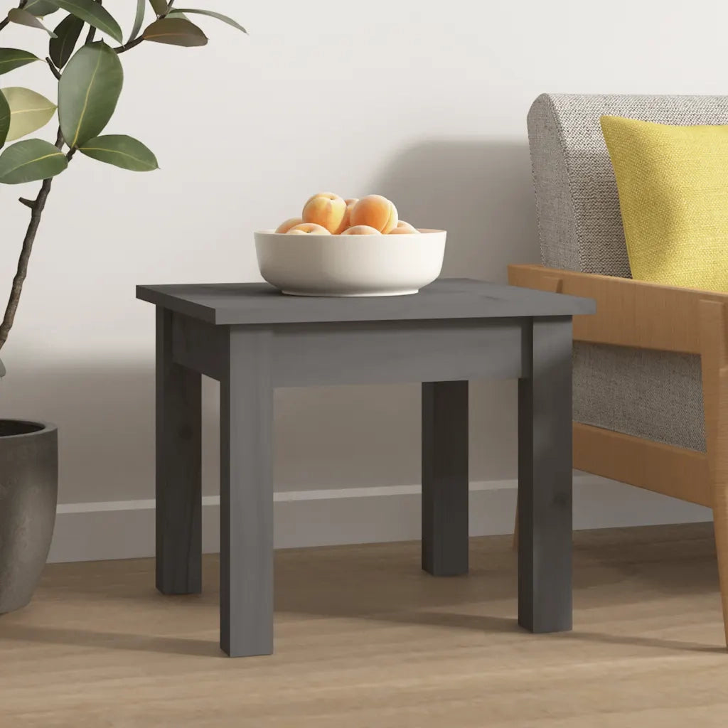 Tavolino da Salotto Grigio 35x35x30 cm Legno Massello di Pino 814221