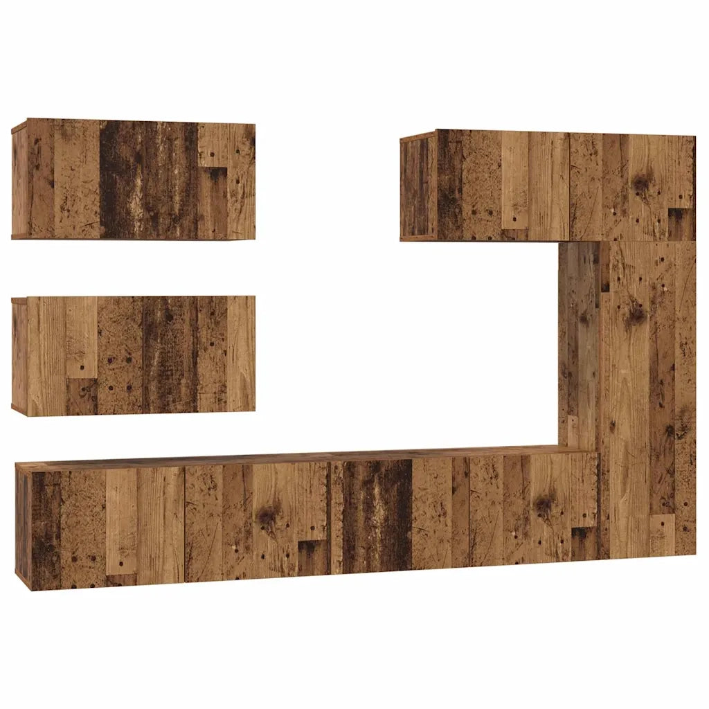 vidaXL Set mobile TV 6 pcs Legno vecchio 30.5 x 30 x 90 cm