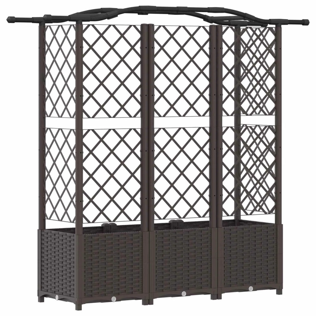 Letto Rialzato con Griglia e Tetto Marrone 163 x 40 x 141 cm PP