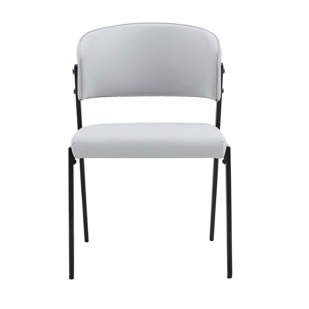Set di 2 sedie da pranzo moderne in PU grigio chiaro con struttura in metallo