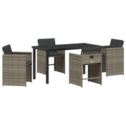 Set da Pranzo per Giardino con cuscino 5 pz | Set Salotto da Giardino Grigio polyrattan