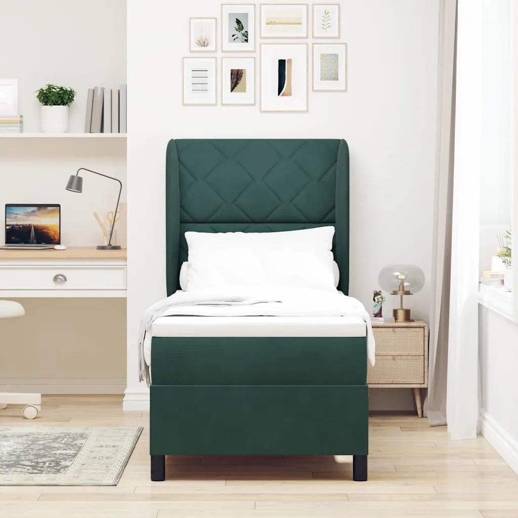 Letto a molle con materasso Verde Scuro 200 x 80 cm Velluto 3340955