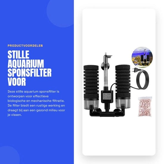 Filtro per acquario con schiuma silenziosa - filtro con pompa a base di spugna - filtrazione biologica/meccanica - adatto per acquari > 60 cm - progettazione a strati multipli