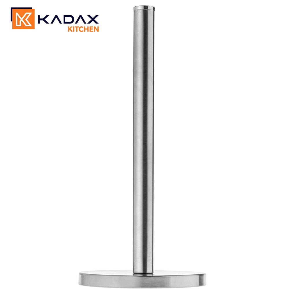 Portarotolo di carta assorbente KADAX, in acciaio, argento, per asciugamani da cucina, stabile, 33 cm