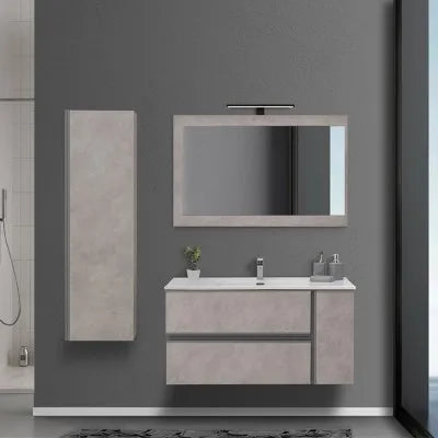 Mobile Sospeso Bagno Effetto Pietra Beige da 110 cm