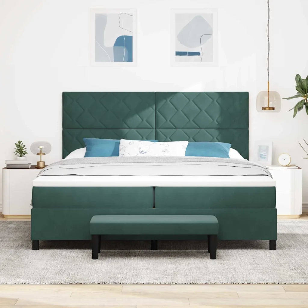 Letto a molle con materasso Verde Scuro 200 x 200 cm Velluto 3344603