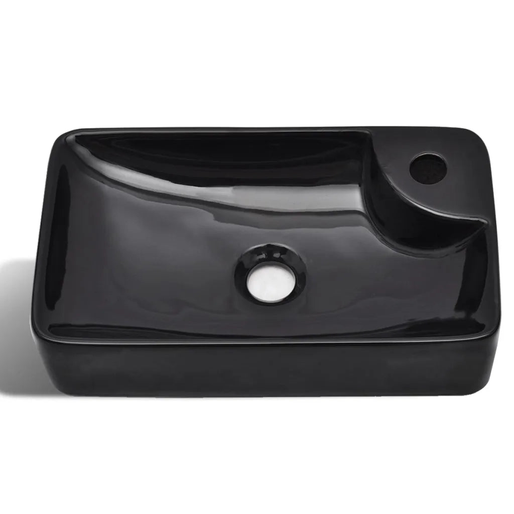 Lavandino Bagno in Ceramica Nera con Foro per Rubinetto CFW9621701