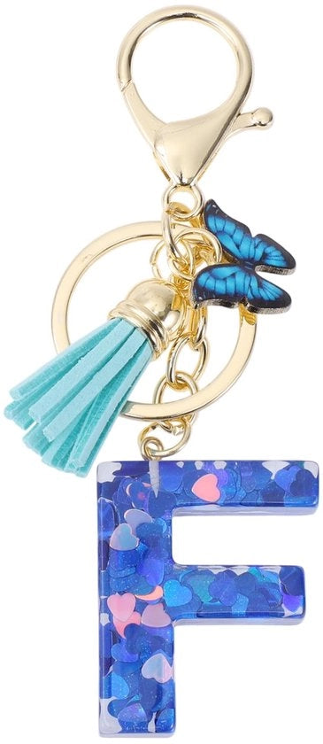 Sostegno chiavi con lettera F - Etichette chiave farfalla - Materiale resistente all'usura - Pennello decorativo - 9,3 cm - Accessorio decorativo - Sostegno chiavi con iniziali