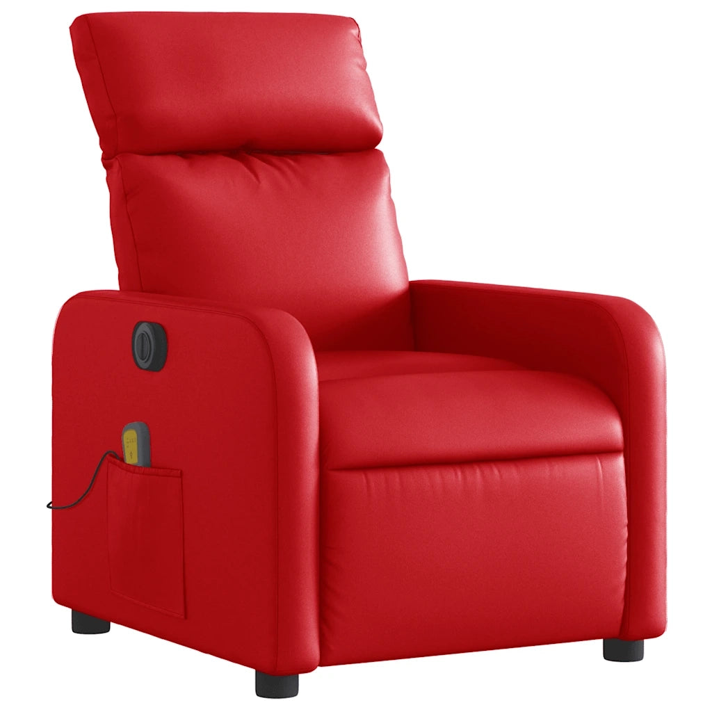 Poltrona Massaggio Elettrica Reclinabile Rosso Similpelle 3206747