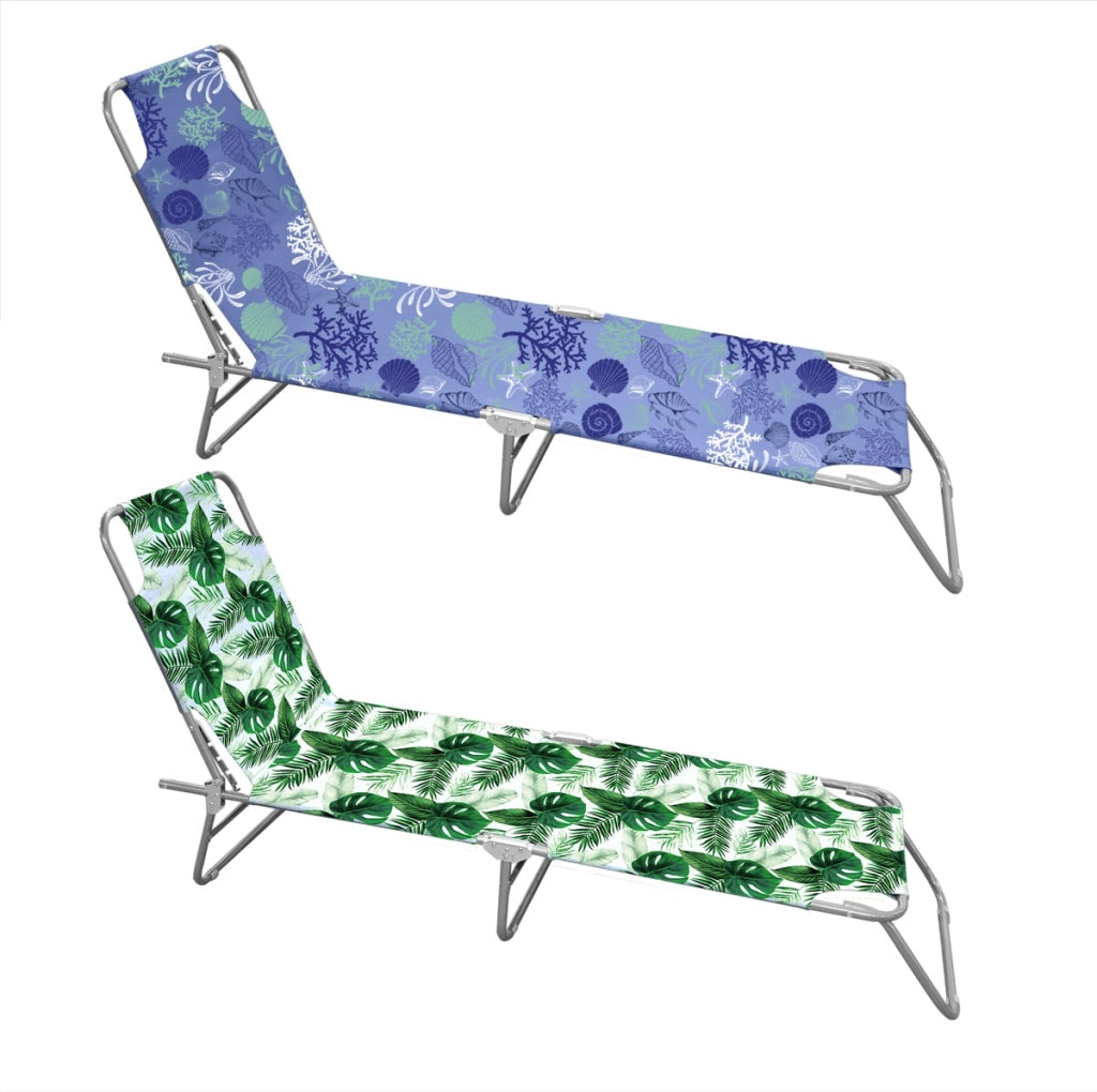LETTINO DA MARE SUMMER IN METALLO CON SCHIENALE REGOLABILE 187 X 55 X 24 CM FANTASIA ASSORTITA