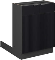 Isola cucina Fame-Line, Nero a righe, 60 cm senza piano di lavoro