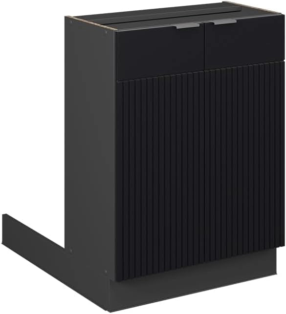 Isola cucina Fame-Line, Nero a righe, 60 cm senza piano di lavoro