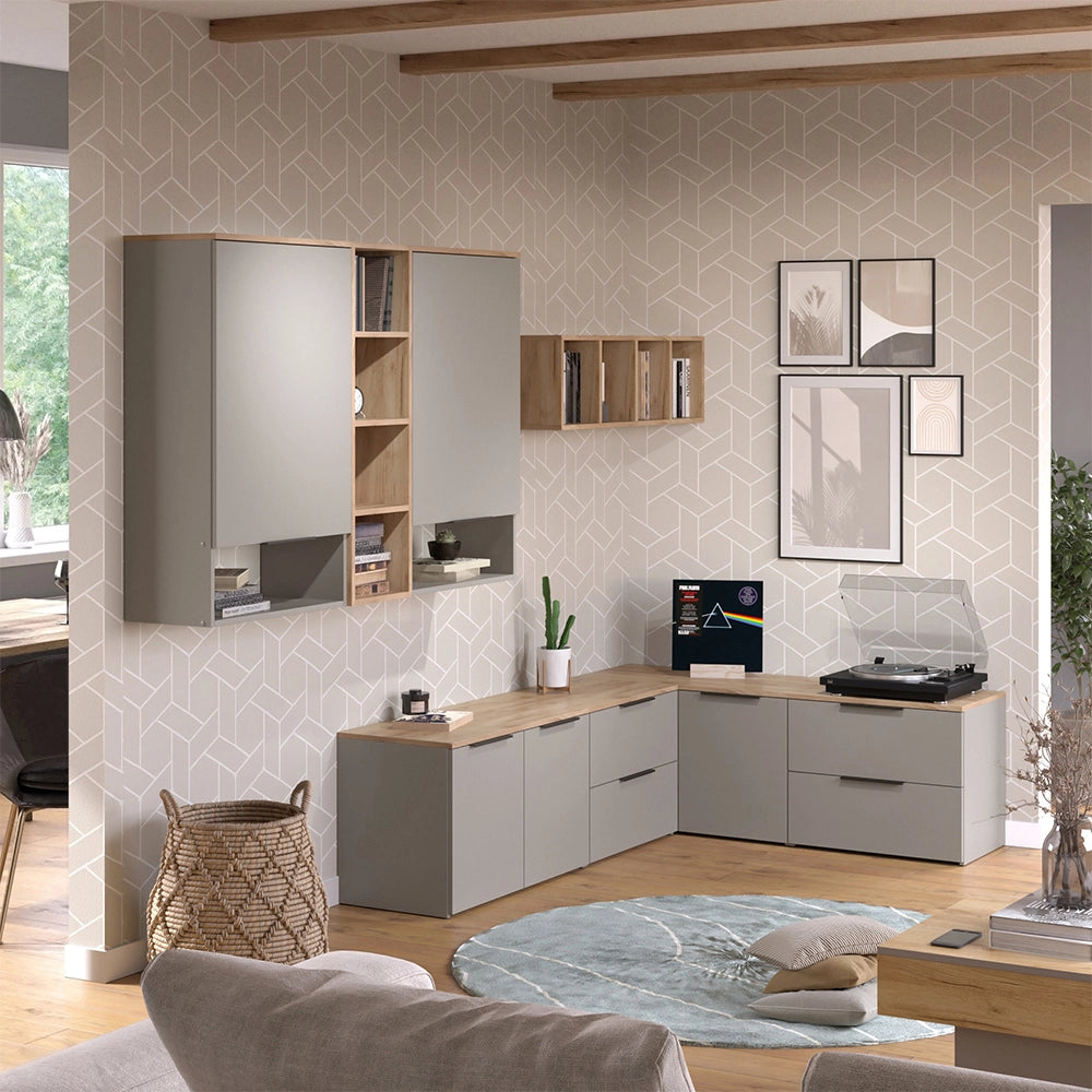 Vicco Libreria da parete Grigio 60 x 100 cm con porta