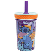 Bicchiere 370 ml Stitch per Bambini Dropsafe con Cannuccia Collezione Aloha Multicolore Disney