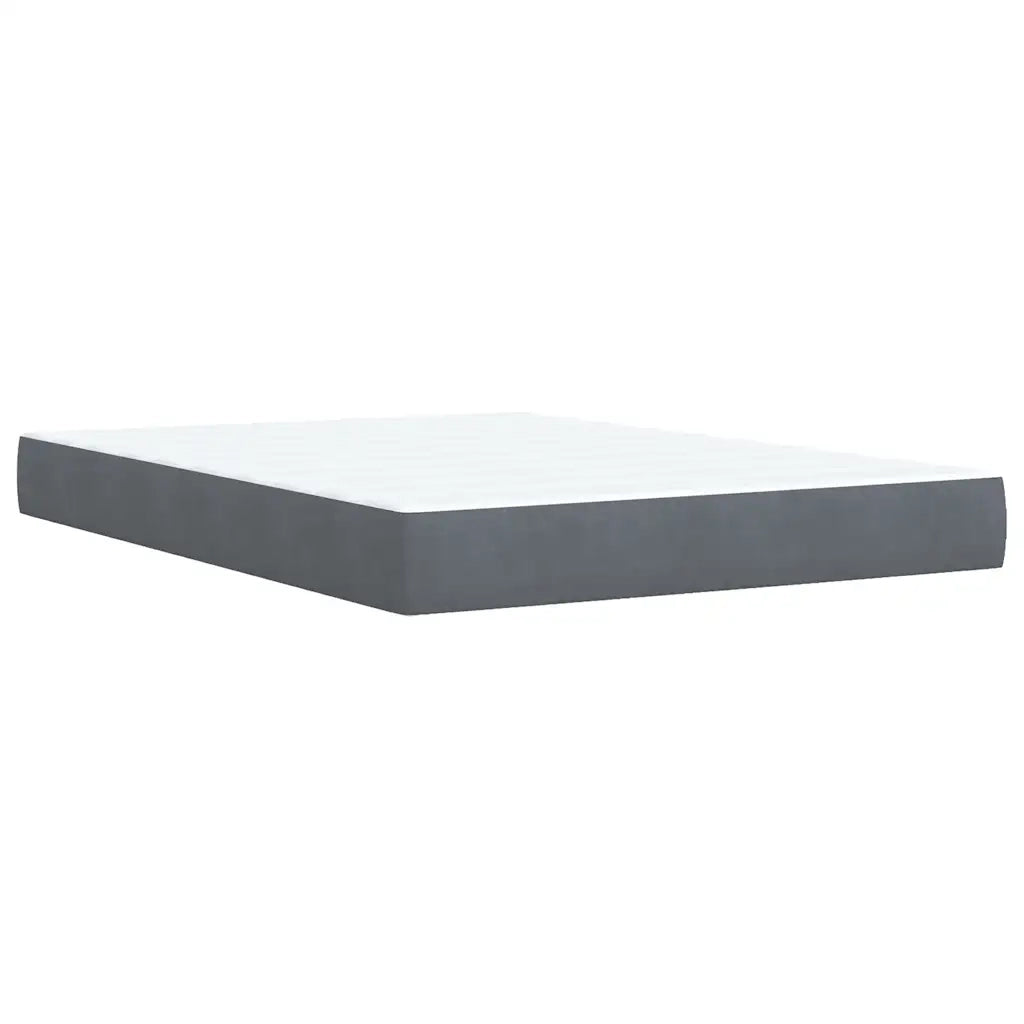 Giroletto a Molle con Materasso Grigio Scuro 140x200 cm Velluto