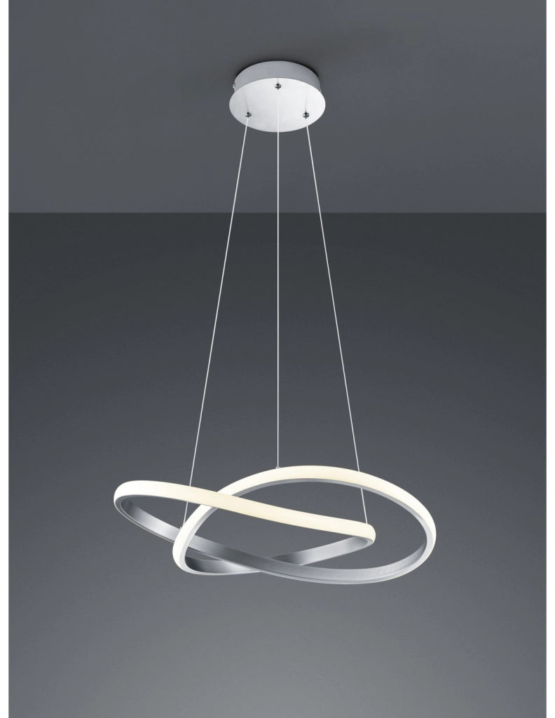 Sospensione Moderna Course Nichel Led Dimmerabile 27W Ø60 cm Trio Lighting