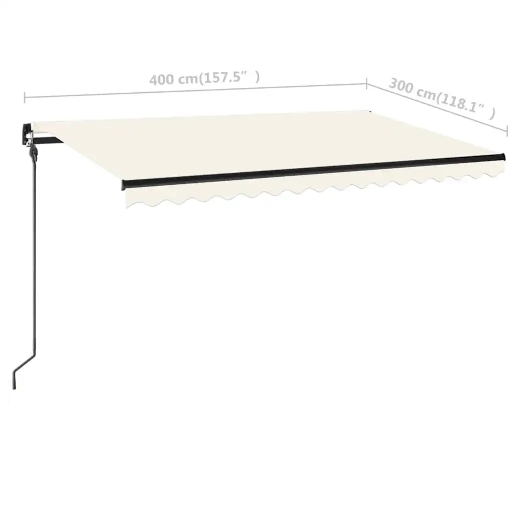 Tenda da Sole Retrattile Manuale con LED 400x300 cm Crema