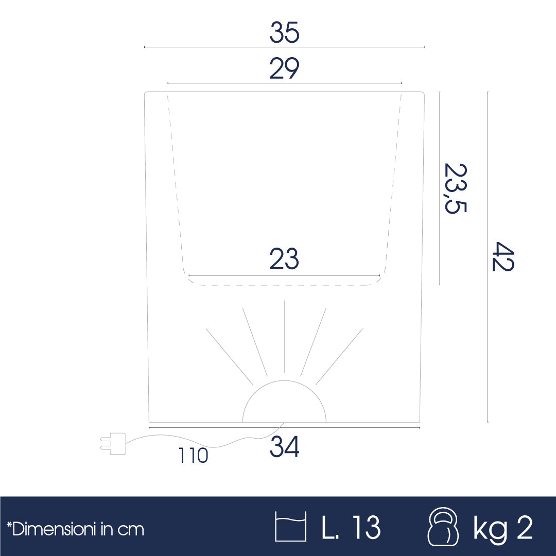 Vaso Luminoso da Esterno 35x42 cm In Polietilene Rose Led Rgb