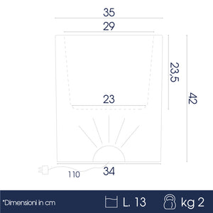 Vaso Luminoso da Esterno 35x42 cm In Polietilene Rose Led Bianco Caldo