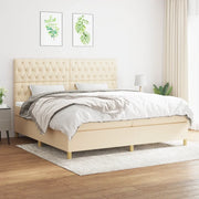 Giroletto a Molle con Materasso Crema 200x200 cm in Tessuto