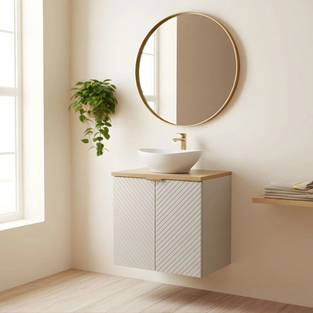 Set per bagno AOKI: mobile sottolavabo con ante 60cm + piano lavabo in rovere