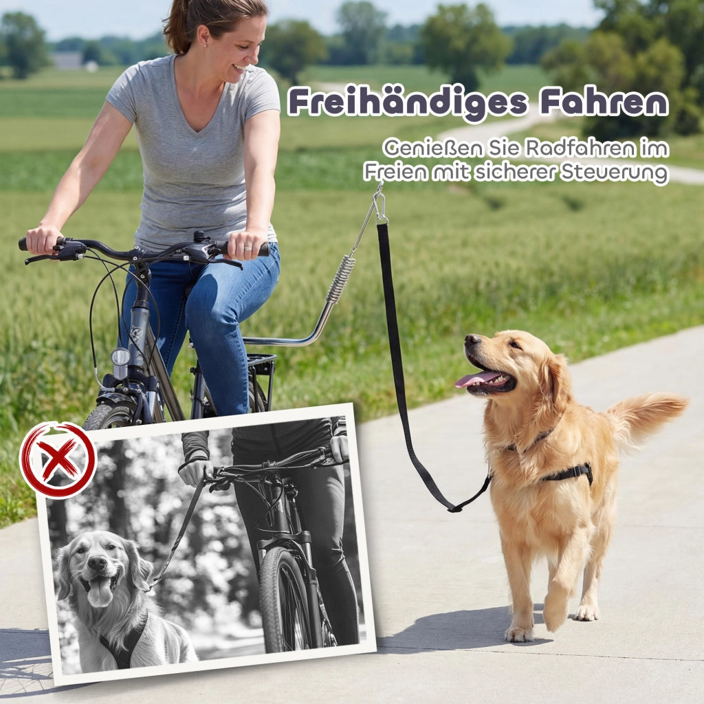 Guinzaglio Bicicletta Cane Regolabile con Ammortizzatori ¨C Zephmum ¨C Argento e Nero