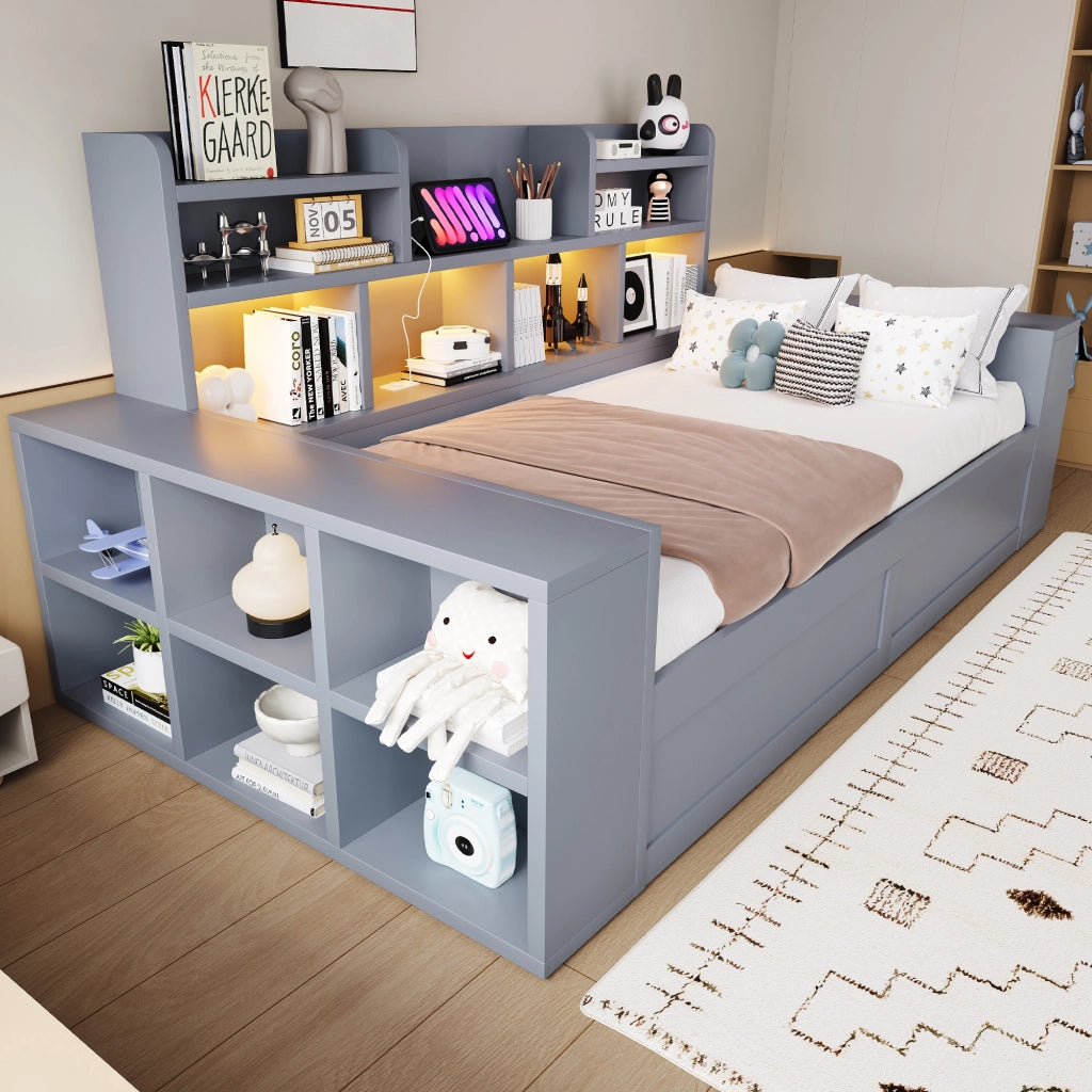 divano letto multifunzione mdf grigio 230 x 110 cm