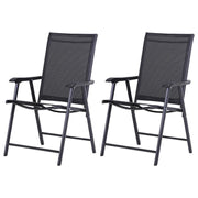 SET 2 SEDIE DA GIARDINO PIEGHEVOLI CON BRACCIOLI IN METALLO E TEXTELINE, 58X64X94CM, NERO