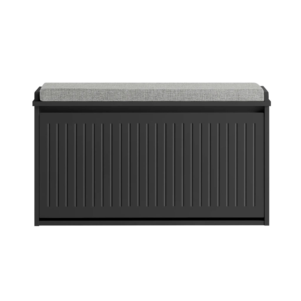 Scarpiera da Ingresso Scarpiera con ribalta Cassapanca Portascarpe con cuscino,Nero, L62xP25xA46cm FSR98-SCH