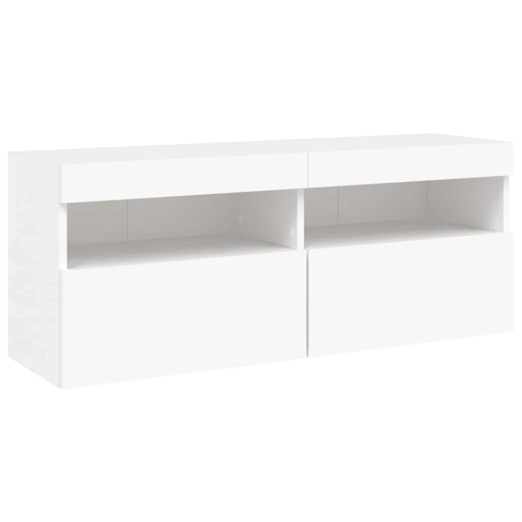 Mobile TV multimediale scaffale TV credenza mobile TV sala da pranzo soggiorno camera da letto mobile da parete con luci LED 100 x 30 x 40 cm bianco 02_0027835