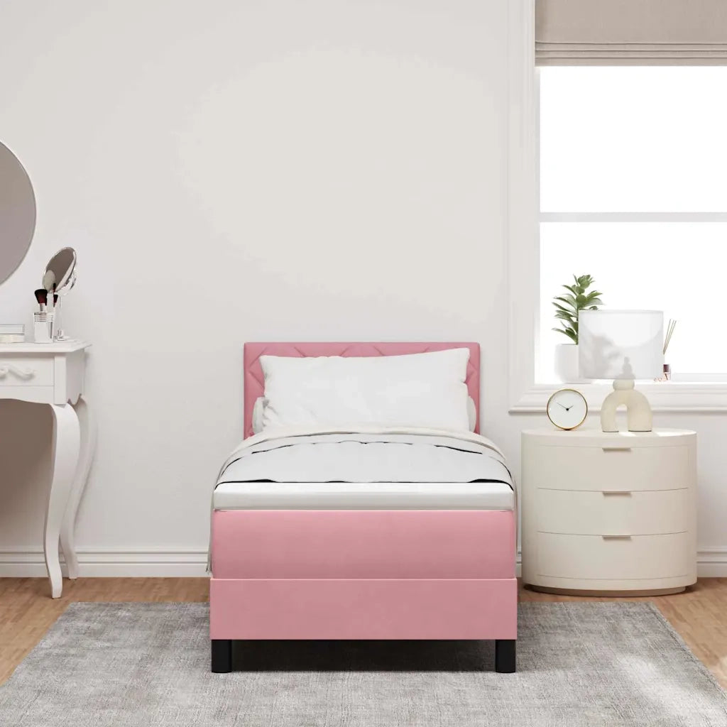 Letto a Sorgente LED con materasso Rosa 80 x 200 cm Velluto 3342685