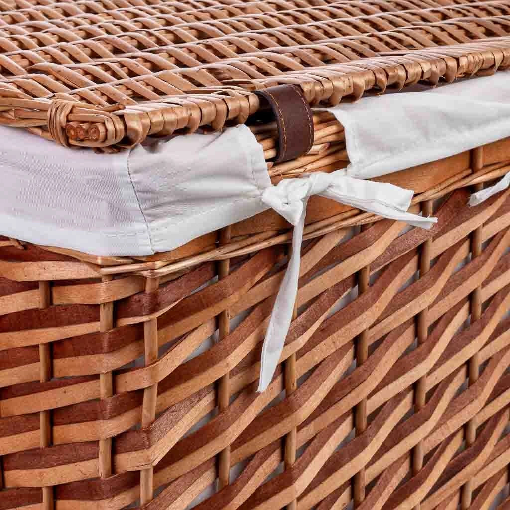 Set di 3 cestini in vimini marroni: L: 42x33x50 cm, M: 35x28x43 cm, S: 30x22x37 cm