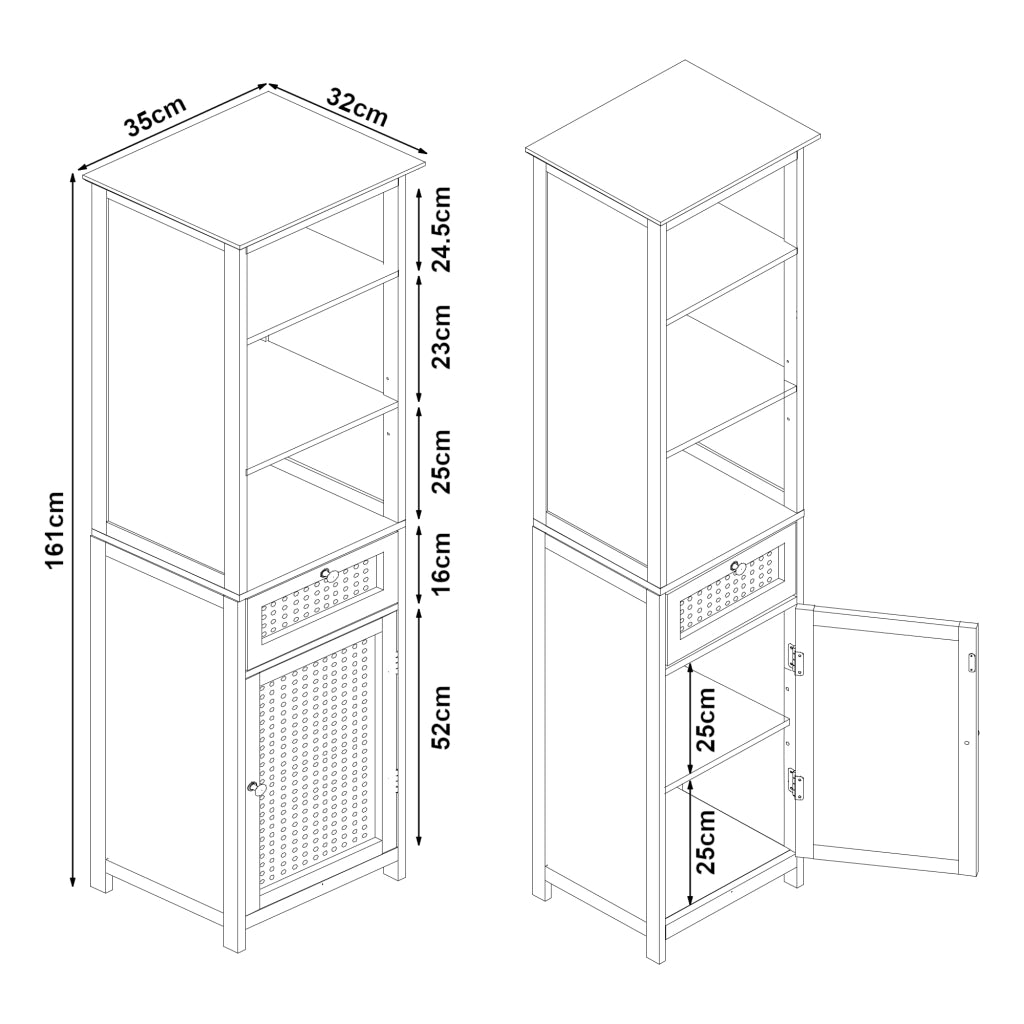 Mobile a Colonna Karlsøy per Bagno 161 x 35 x 32 cm Bianco [en.casa]