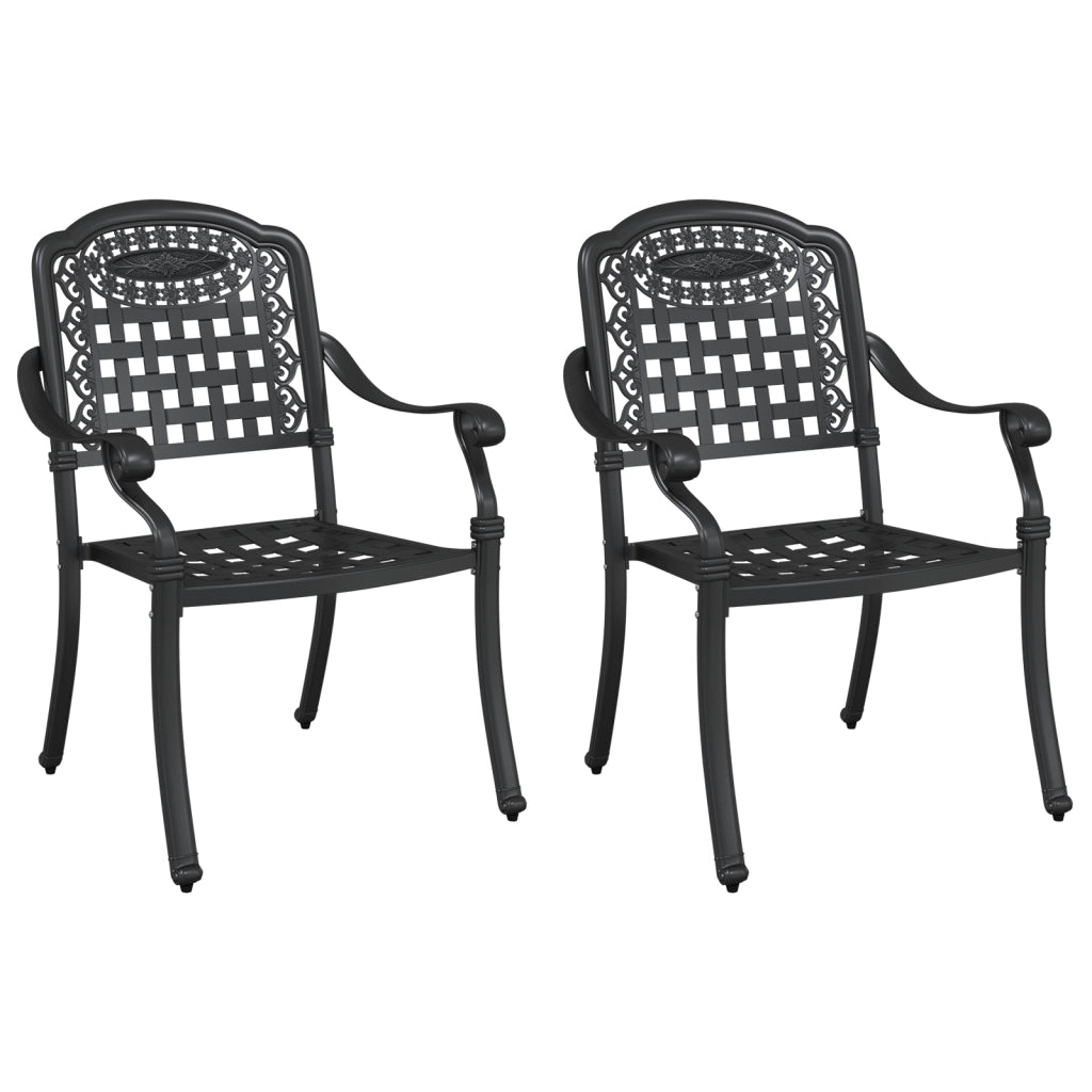Set di 2 sedie da giardino  in alluminio nero