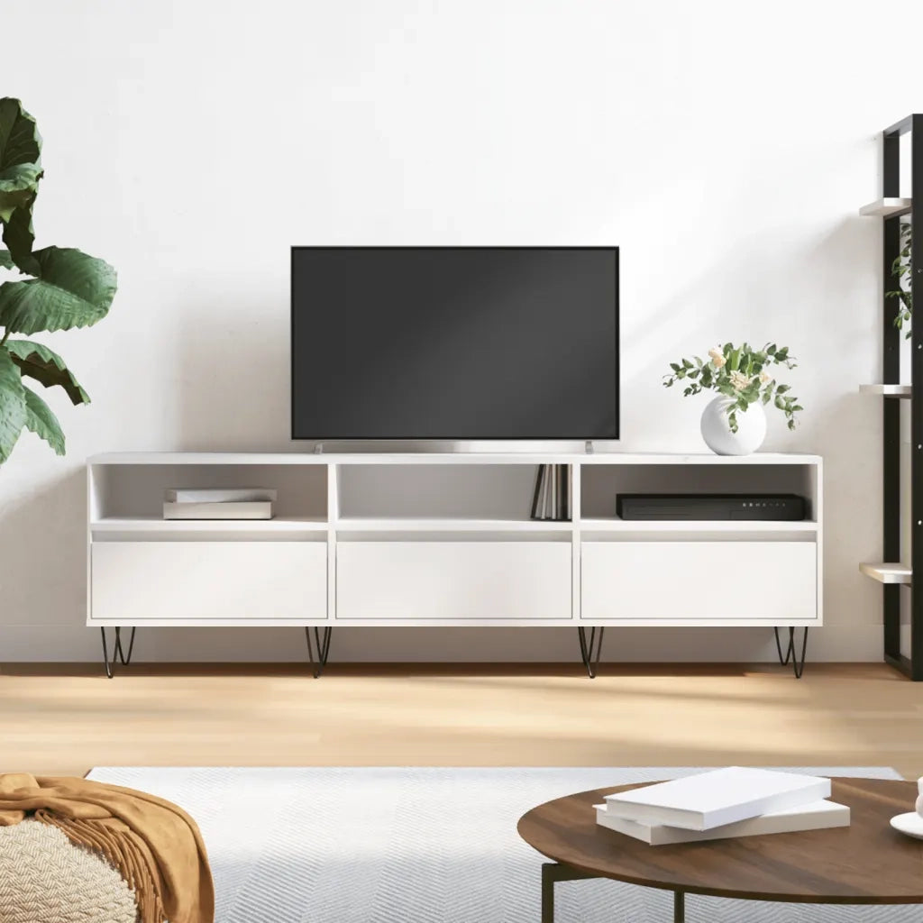 Mobile Porta TV-Mobile per TV-Credenza TV Bianco 150x30x44,5 cm in Legno Multistrato 479271