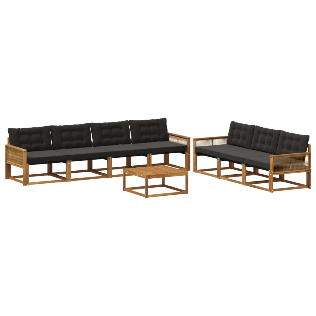 Set di divani da esterno con cuscino 8 pcs Naturale e Nero 3381300