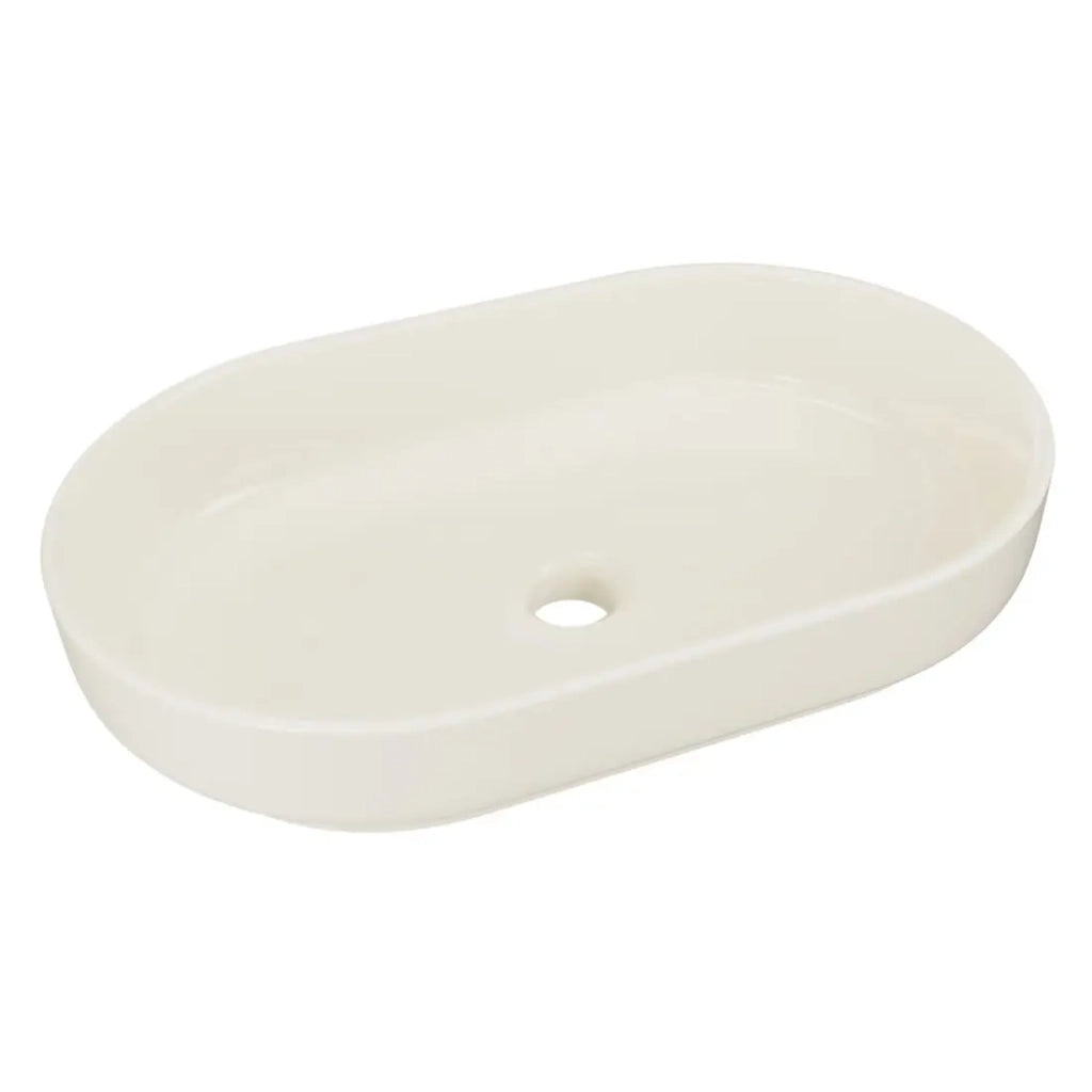 Lavabo da appoggio ovale 55x35 cm in ceramica avorio opaco