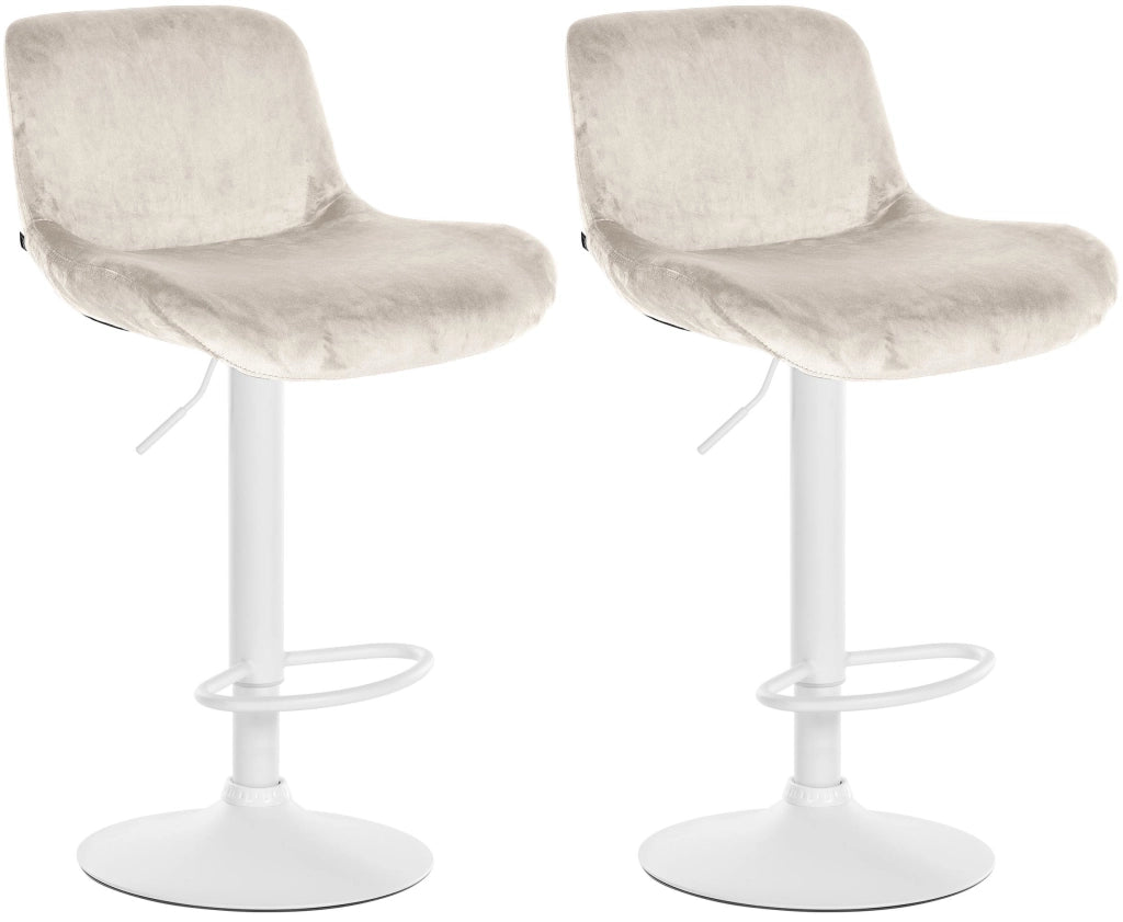 Set di 2 sgabelli da bar Solon velluto bianco 4