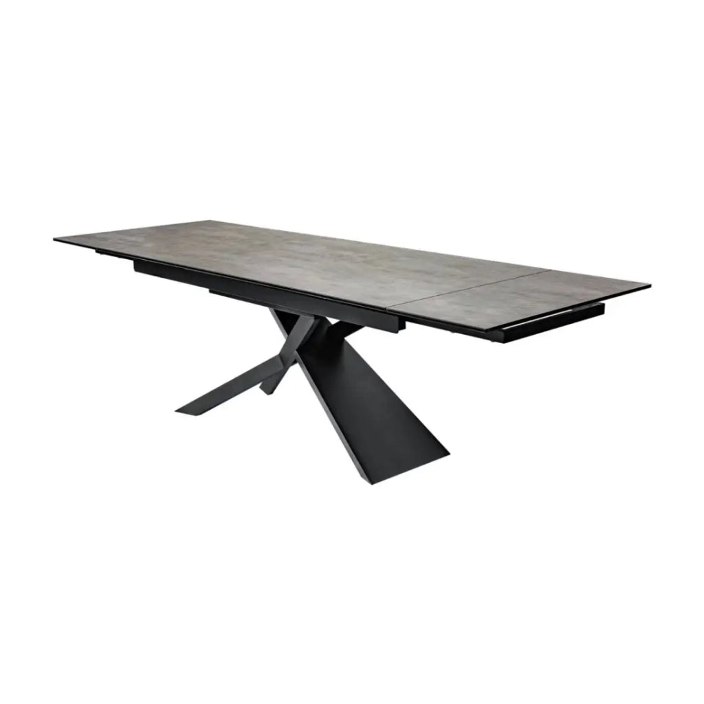 Tavolo da pranzo STELIX - Estensibile da 180 a 260 cm - Struttura in metallo e piano in vetro temperato e ceramica