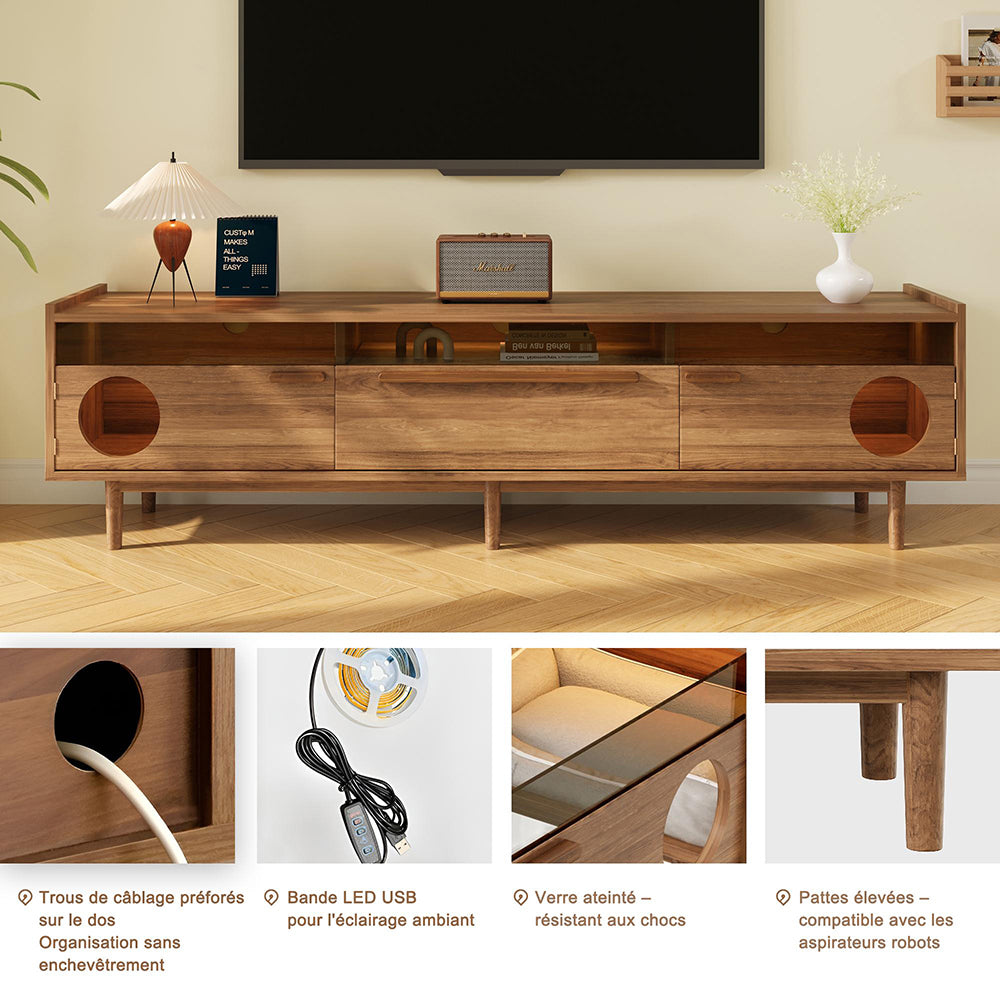 Mobile TV - Xylo - 180x40x50 cm LED con spazio gatto