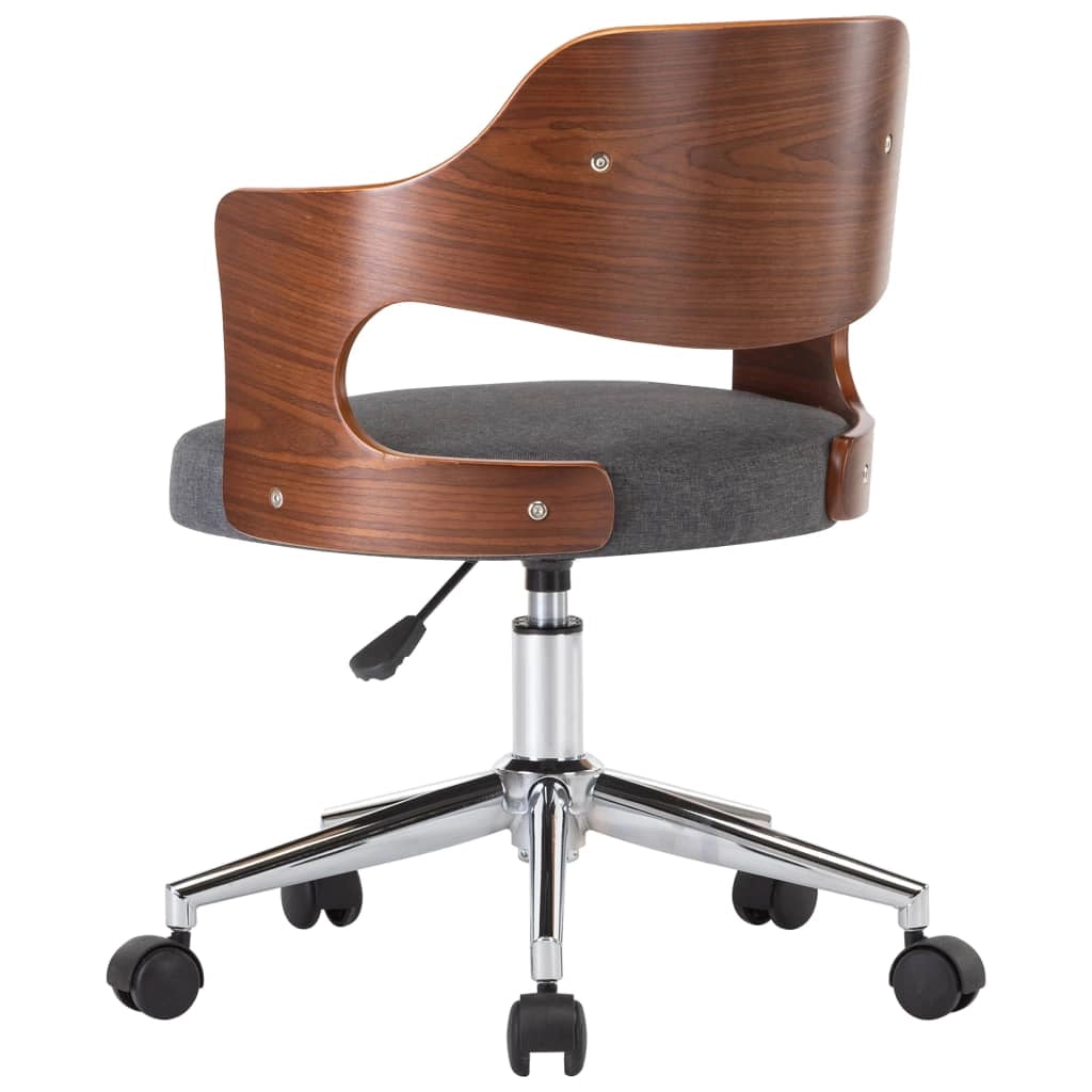 Sedia girevole da ufficio/studio in legno curvato e tessuto grigio 02_0024108