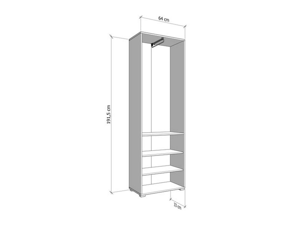 Armadio Camera da Letto Azzano, Guardaroba 2 Ante Appendiabiti, 64x194h cm Marrone Rovere