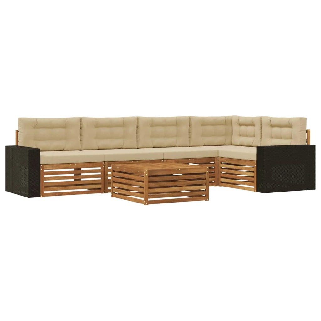 Set di divani da esterno 6 pcs Naturale e Beige 79 x 79 x 37 cm