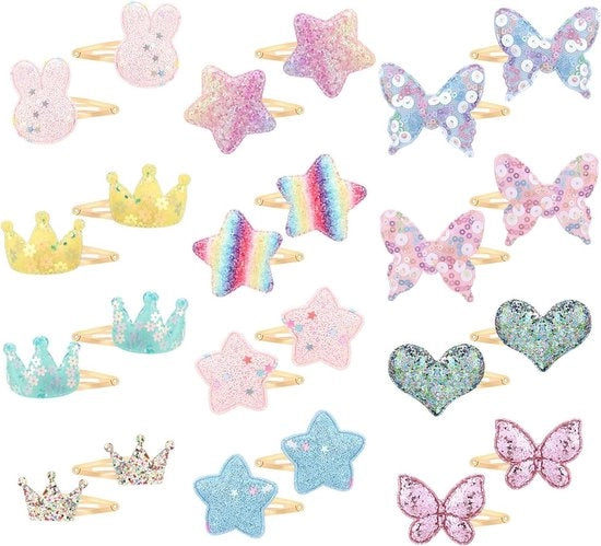 Spazzola per bambine 12 pezzi con stili vari - stelle e farfalle - per ogni occasione
